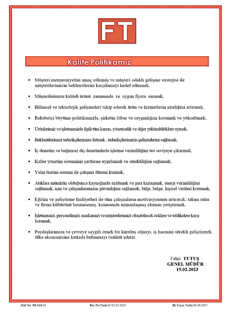 Yüksek kaliteli metal ve bağlantı ekipmanları, endüstriyel bağlantı malzemeleri, FT metal ürünleri.