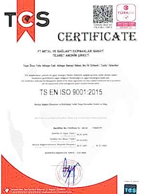 Paslanmaz çelik ve bağlantı ekipmanları sertifikası, yüksek kalite ve uyumluluk garantisi.